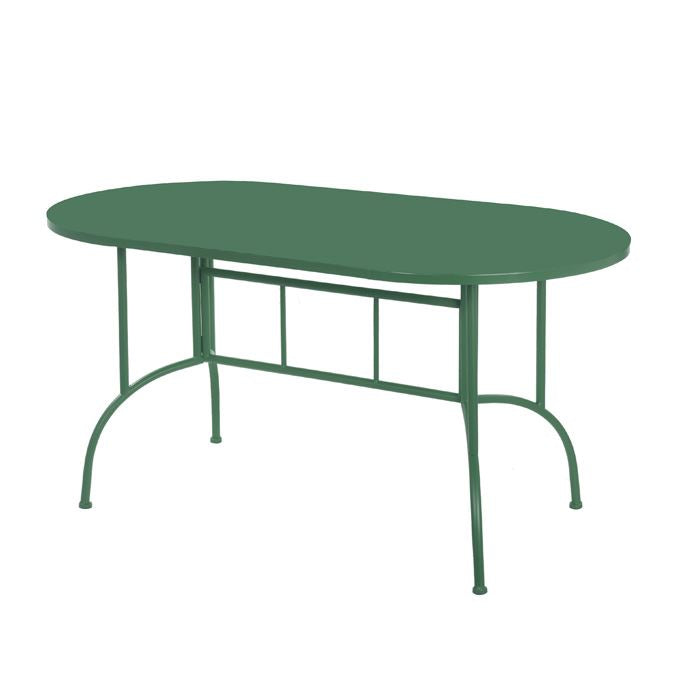 Green Metal Ovale Tuintafel – Outdoor Dining Tafel – Weerbestendige Tuin- en Terrastafel – Moderne Stalen Tafel voor 4-6 Personen
