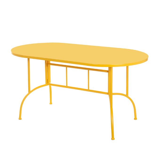 Tuintafel Geel – Moderne Outdoor Design Tafel – Weerbestendige Tuin Tafel – Stevige Metaal/Kunststof Tafel voor Tuin, Terras en Balkon