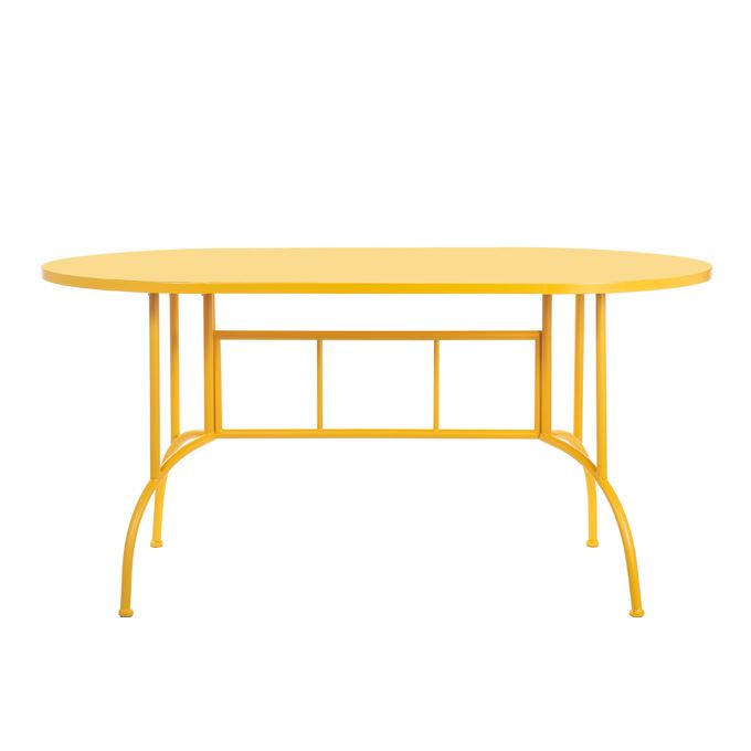 Tuintafel Geel – Moderne Outdoor Design Tafel – Weerbestendige Tuin Tafel – Stevige Metaal/Kunststof Tafel voor Tuin, Terras en Balkon