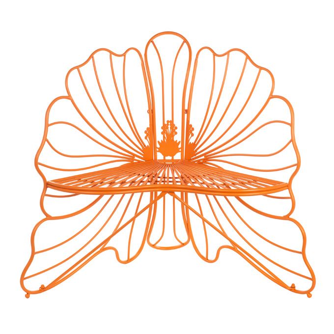 Tuinstoel Bloemvorm Oranje – Metalen Outdoor Lounge Stoel – Weerbestendige Design Tuinstoel – Unieke Flower Chair voor Tuin, Terras en Balkon