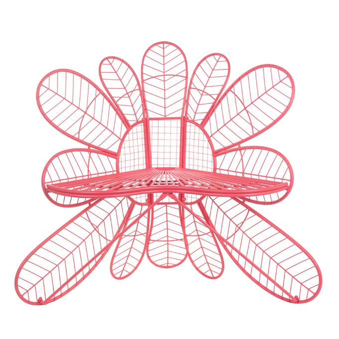 Roze Metalen Vlinder Tuinstoel – Design Outdoor Stoel voor Tuin, Balkon en Terras – Weerbestendige Lounge Chair