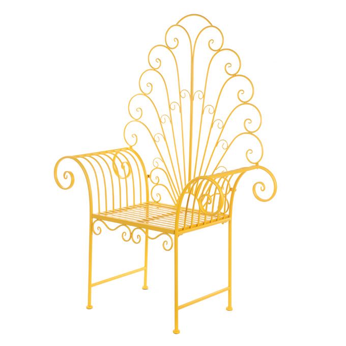 Tuinstoel Geel – Moderne Outdoor Design Stoel – Weerbestendige Metalen Tuinstoel -Stoel voor Tuin, Terras en Balkon