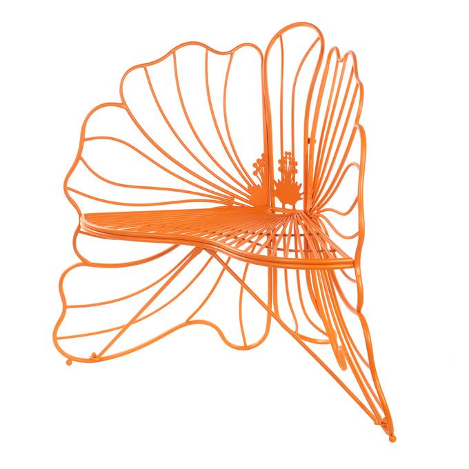 Tuinstoel Bloemvorm Oranje – Metalen Outdoor Lounge Stoel – Weerbestendige Design Tuinstoel – Unieke Flower Chair voor Tuin, Terras en Balkon