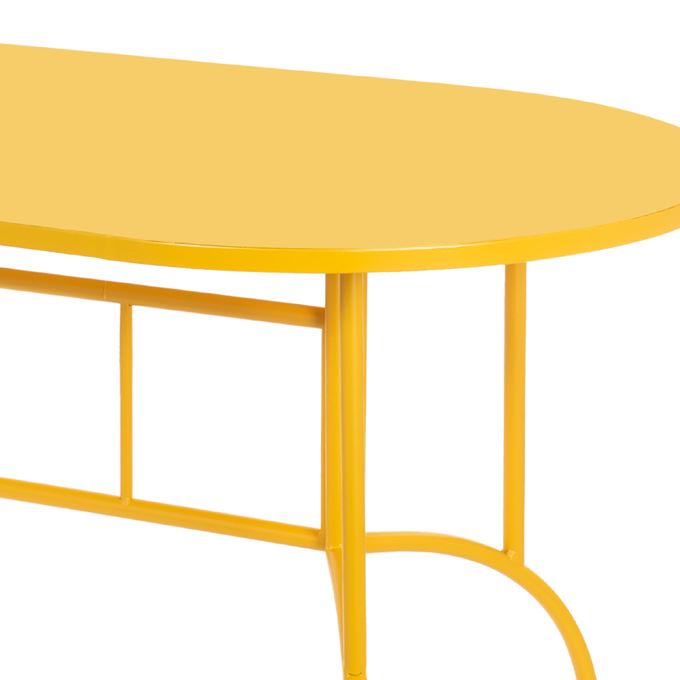 Tuintafel Geel – Moderne Outdoor Design Tafel – Weerbestendige Tuin Tafel – Stevige Metaal/Kunststof Tafel voor Tuin, Terras en Balkon