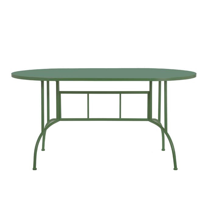 Green Metal Ovale Tuintafel – Outdoor Dining Tafel – Weerbestendige Tuin- en Terrastafel – Moderne Stalen Tafel voor 4-6 Personen