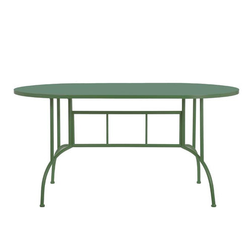 Green Metal Ovale Tuintafel – Outdoor Dining Tafel – Weerbestendige Tuin- en Terrastafel – Moderne Stalen Tafel voor 4-6 Personen