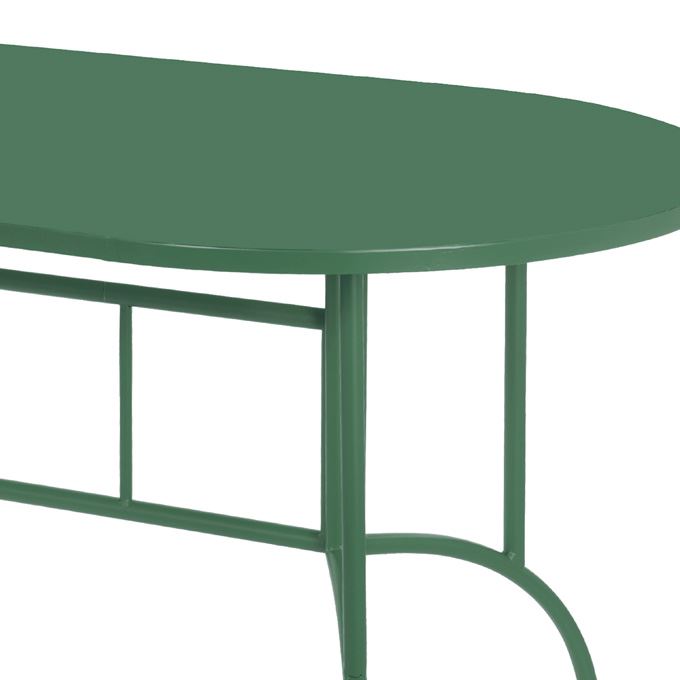Green Metal Ovale Tuintafel – Outdoor Dining Tafel – Weerbestendige Tuin- en Terrastafel – Moderne Stalen Tafel voor 4-6 Personen